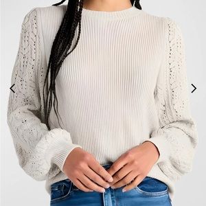 Splendid Phoebe Cashblend Pointelle Crewneck Sweater, XS